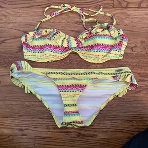 Roxy Ruffled Bandeau Bikini